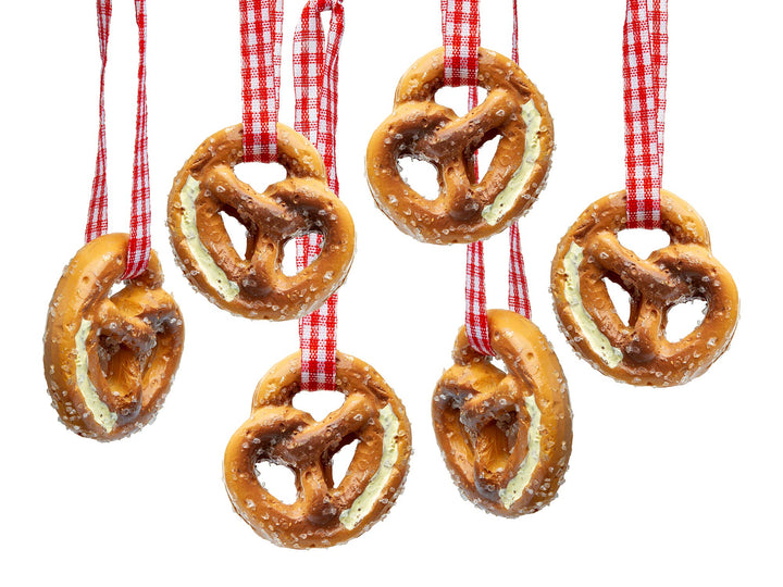 SIKORA BS693 Mini Brezel Ornamente Christbaumschmuck Weihnachtsbaum Anhänger 6er Set