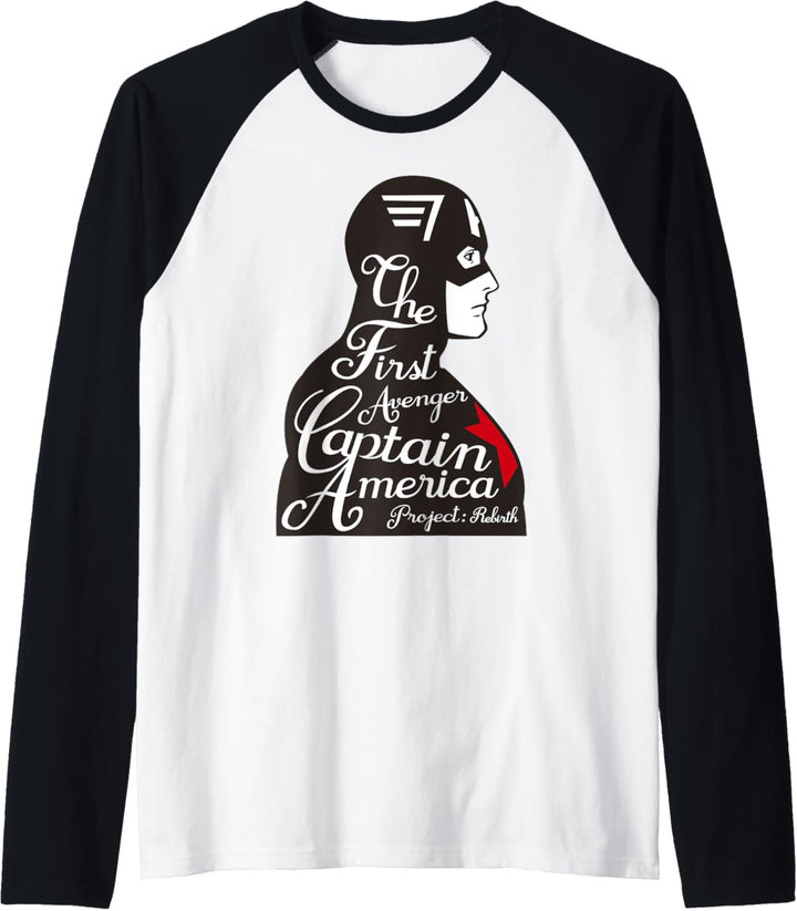Marvel Captain America The First Avenger Silhouette Text Raglan