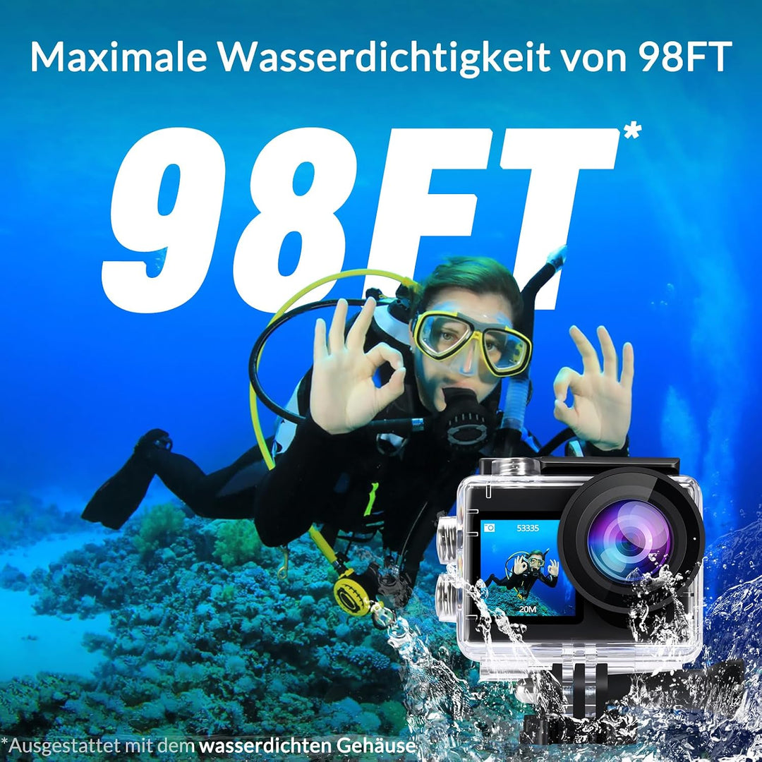 icefox Action Cam 4K Unterwasserkamera Wasserdicht 40M Ultra HD 20MP Kamera 170 Degree Ultra-Weitwin