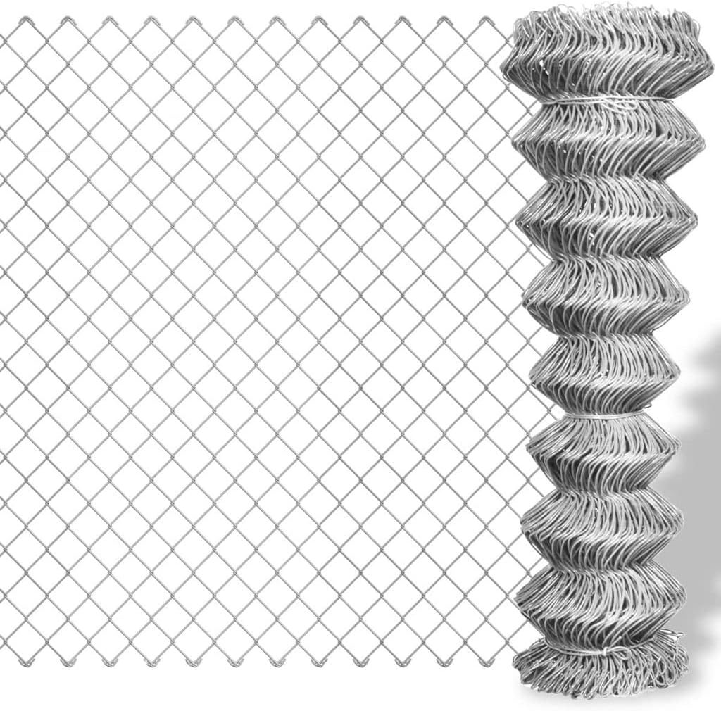 HOMIUSE Maschendrahtzaun Verzinkter Stahl 25x1 m Silbern Gartenzaun Metall Drahtgitter Zaun für Hund