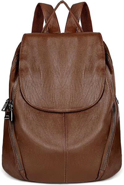 UTO Damen Rucksack gewaschenes PU Leder Reisetasche Grosse Kapazität Für Frauen Schultertasche Multi