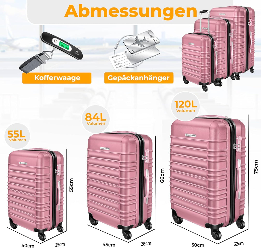 KESSER® 3tlg. Hartschalenkofferset Hartschalenkoffer Trolley Koffer Reisekoffer Reisekofferset Gepäc