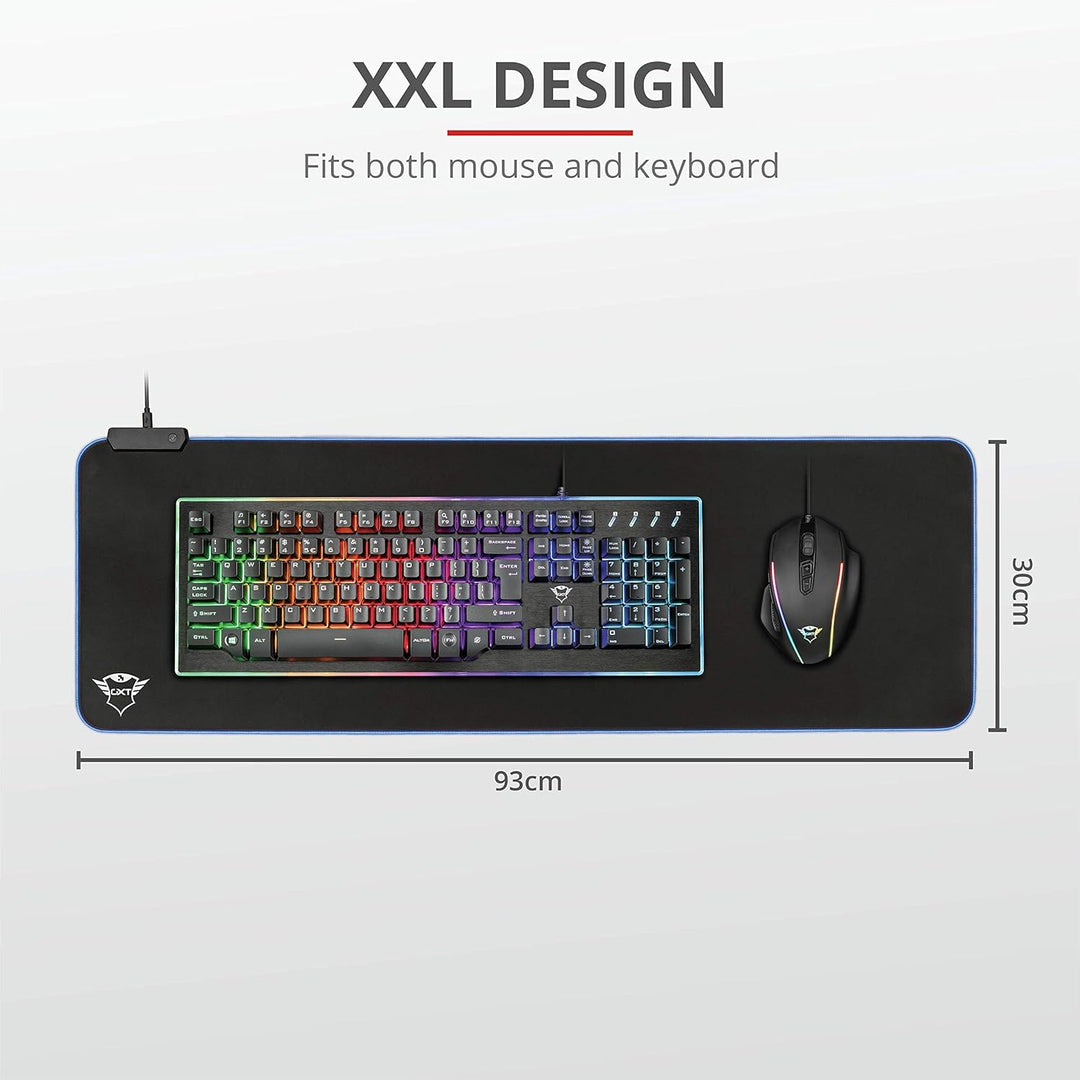 Trust Gaming GXT 764 Glide-Flex RGB Mauspad XXL, 930x300 mm, Gaming Mousepad mit LED Beleuchtung, ru