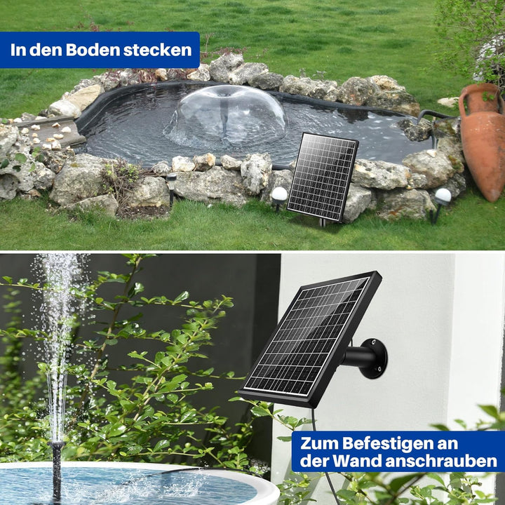 Biling 20W Solarbrunnen für Draussen mit 4 Düsen, 875L/H Solar Springbrunnen für Aussen Mittelgrosse