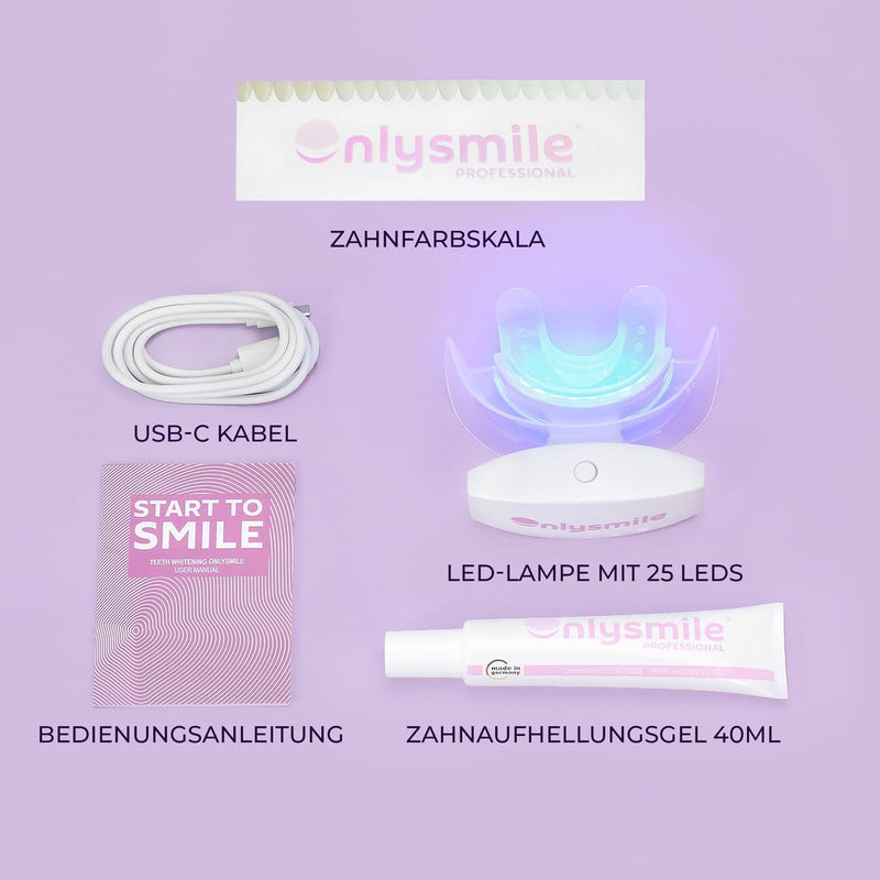 Onlysmile Zahnbleaching Set professionell | All in One Teeth Whitening Kit für Weisse Zähne mit sofo