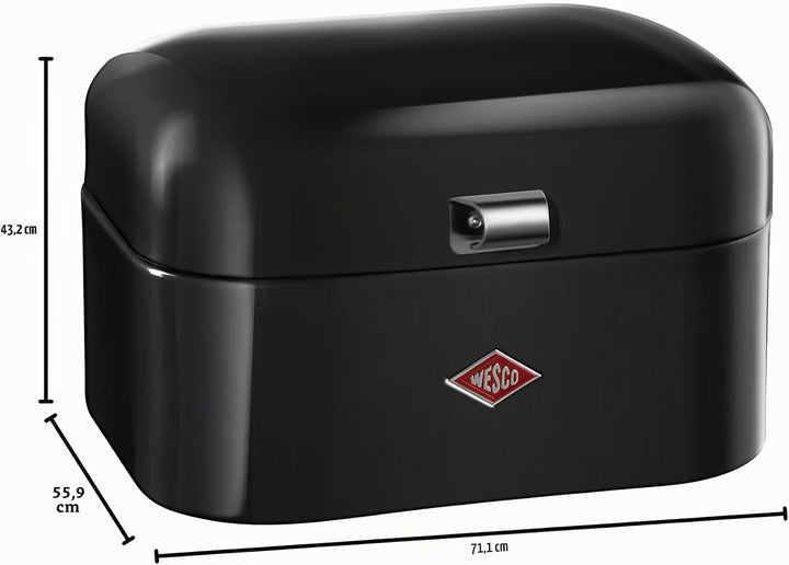 Wesco 235 101 Single Grandy Brotkasten schwarz 22 x 28 x 17cm (L/B/H), Edelstahl, Schwarz