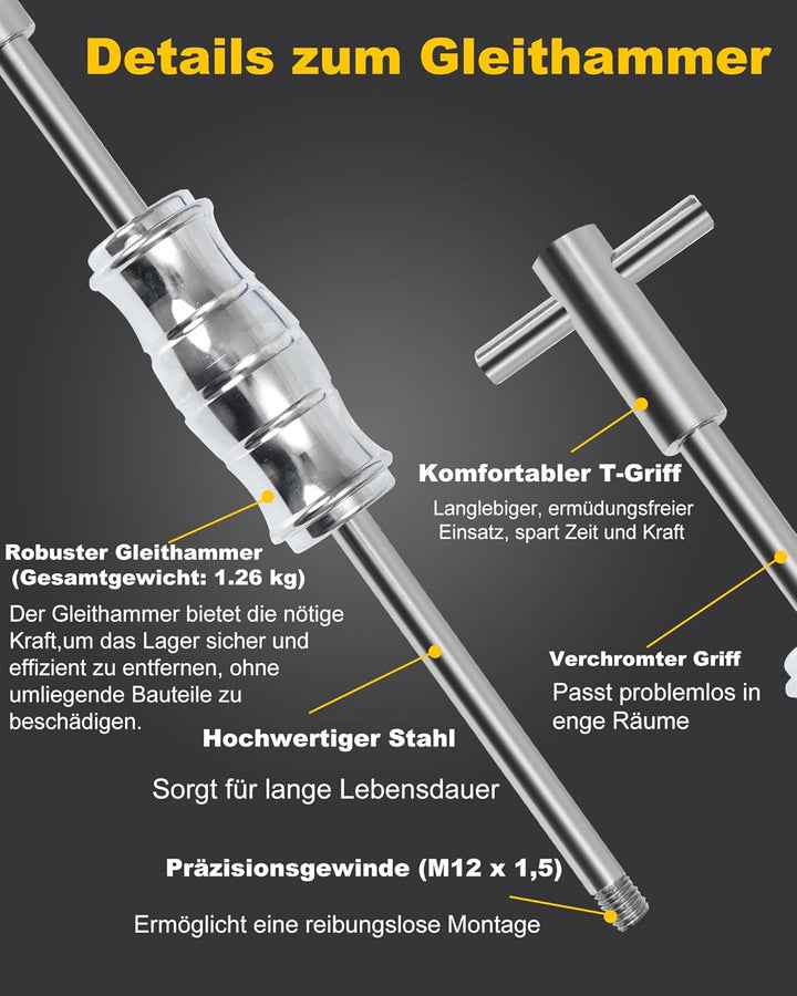 Upgrade Fahrrad Innenlager Abzieher mit Gleithammer & Zweiarmigem Abzieher Sackloch Innen Lagerabzie