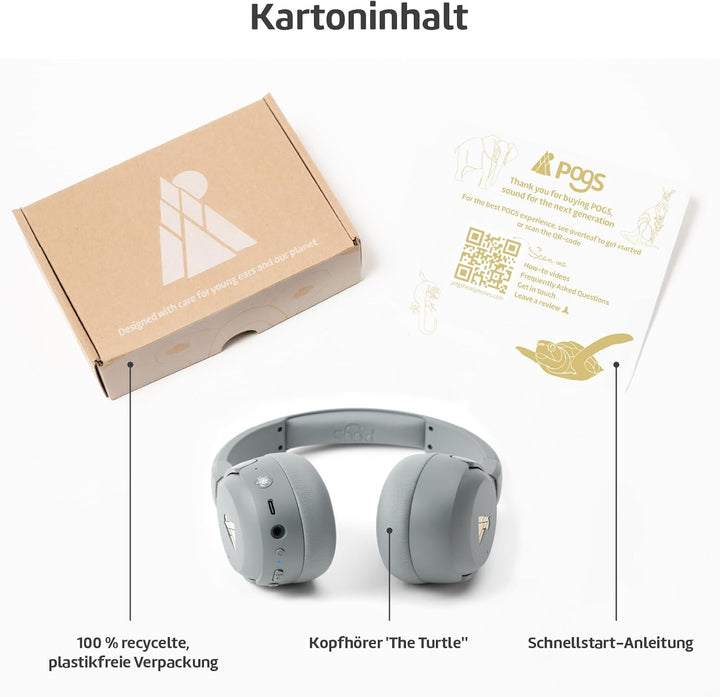 POGS Drahtloser Bluetooth Over-Ear Noise Cancelling-Kopfhörer | The Turtle | Faltbarer robuster Kopf