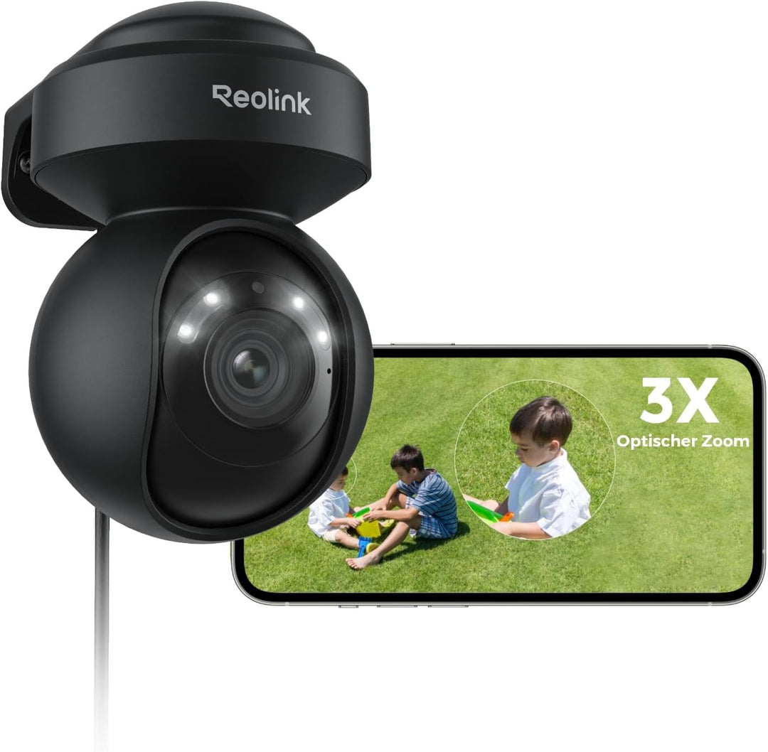 Reolink 4K PTZ Überwachungskamera Aussen WLAN, 3X Optischem Zoom, Auto-Tracking, 2,4/5GHz Wi-Fi, Per