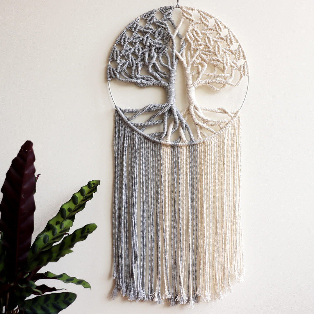 GUKALYLY Baum des Lebens Makramee-Wandbehang, schick, handgefertigt, gewebte Boho-Heimdekoration, ek