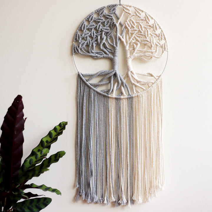 GUKALYLY Baum des Lebens Makramee-Wandbehang, schick, handgefertigt, gewebte Boho-Heimdekoration, ek