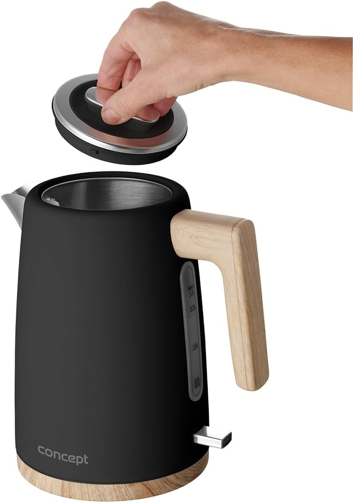 Concept RK3316 Edelstahl-Wasserkocher 1,7 l schwarz 1.7 Liter Schwarz, 1.7 Liter Schwarz