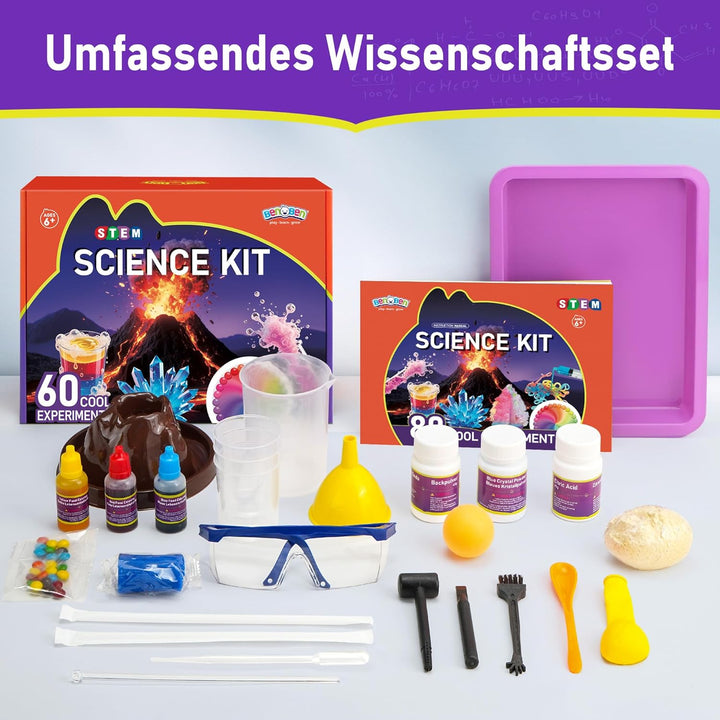 BenBen 60+ Experimente für Kinder ab 6 7 8 9 10, Wissenschaft Experimentierkasten für Kinder, STEM S