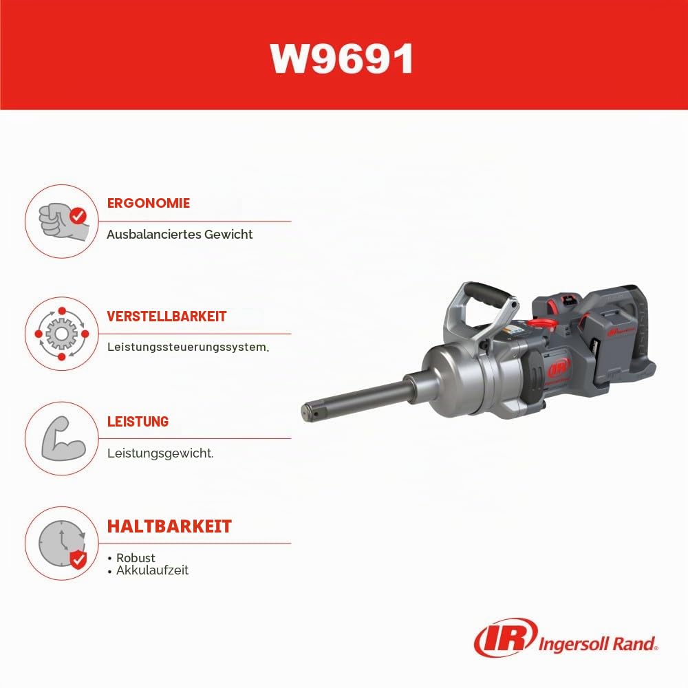 Ingersoll Rand W9691-1" 20V Schlagschrauber für schwere Arbeiten, Schwerlast Schlagschrauber mit lan