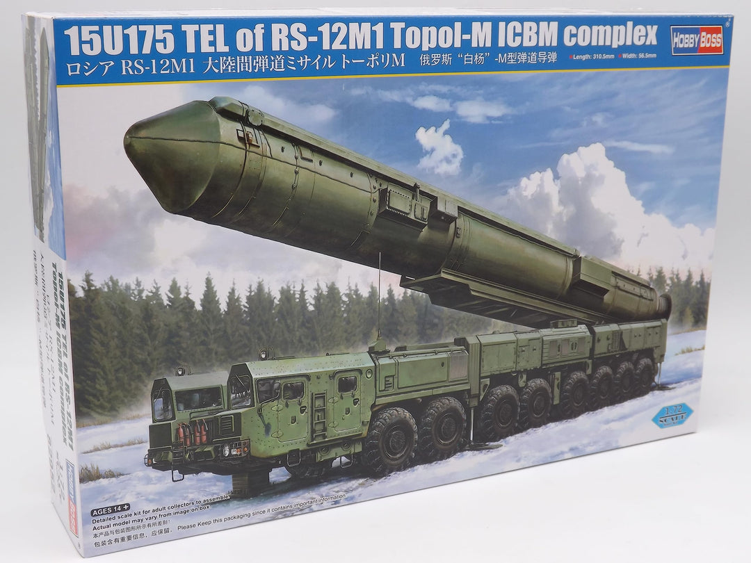 HobbyBoss 82952 1/72 15U175 TEL auf RS12M1 Topol-M ICBM Modellbausatz, Geformte Farbe
