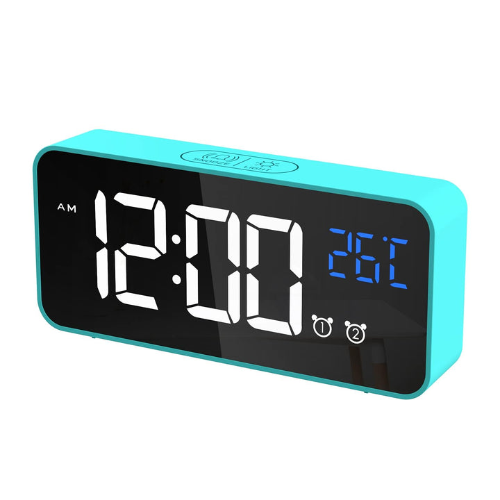 CHEREEKI Digitaler Wecker, LED Digitaluhr mit Temperaturanzeige Tragbarer Spiegelalarm Tischuhr mit