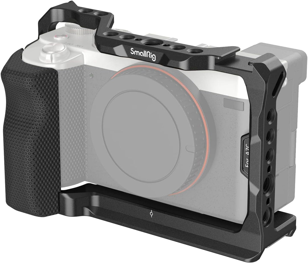 SMALLRIG Full Cage für Sony A7C, Käfig mit Silikon Griff und Cold Shoe Mount - 3212B