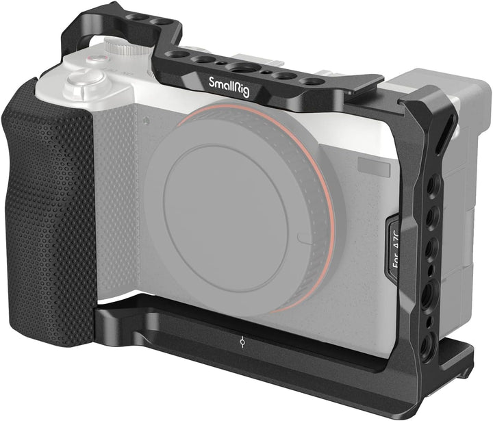 SMALLRIG Full Cage für Sony A7C, Käfig mit Silikon Griff und Cold Shoe Mount - 3212B