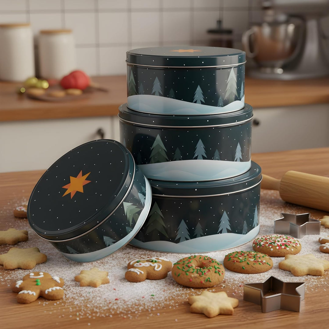 Keksdosen 4er Set | Ideal für Weihnachtsplätzchen & andere Leckereien | 4 Grössen im Set | Gebäck &