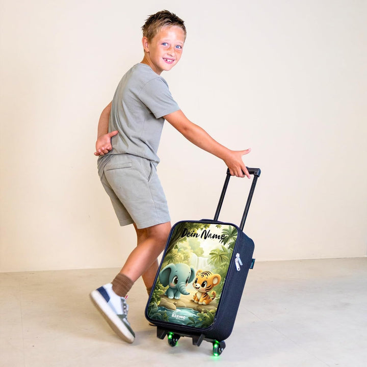 NoBoringSuitcases.com® Kinderkoffer Klein Personalisiert mit Name 48x31x19 cm Rollkoffer Kleiner Kin