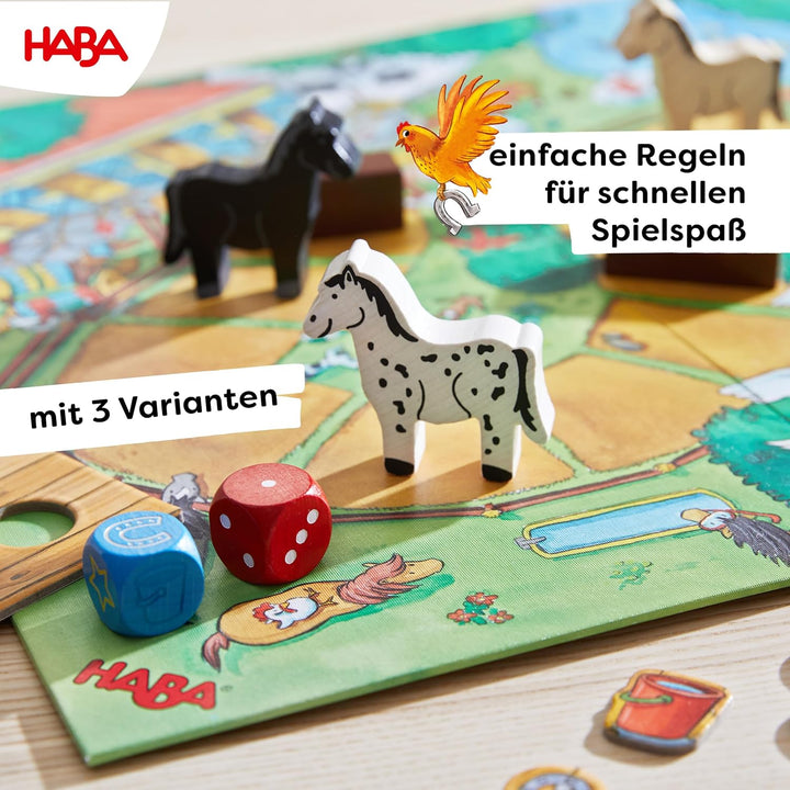 HABA Hoppe Reiter – Spannendes Pferde-Wettlaufspiel - für Kinder ab 3 Jahren - fördert Regelverständ