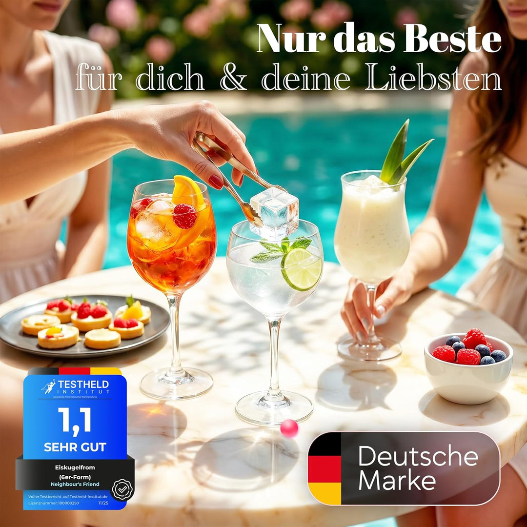 Neighbour’s Friend® Pinkes XXL Eiswürfel & Eiskugelform Set – 30 grosse 5cm Eiswürfel & 30 Eiskugeln