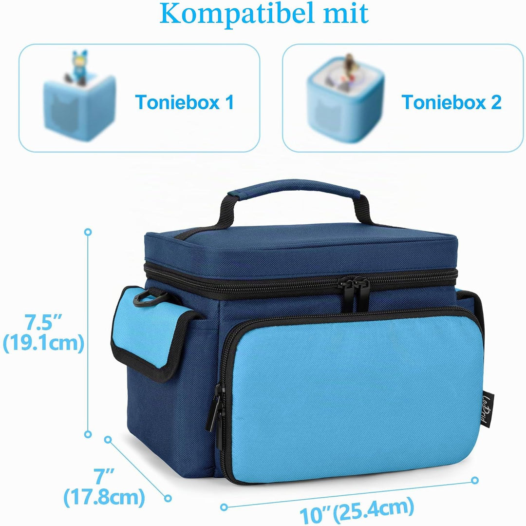 LoDrid Hülle kompatibel mit Toniebox, tragbare Tasche für Audioplayer Starter-Set mit Griff und Schu