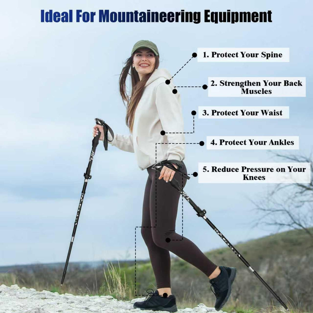 2 Stück Wanderstöcke Faltbar, Trekkingstöcke Aluminium, Verstellbar 110-130cm, Nordic Walking Stöcke