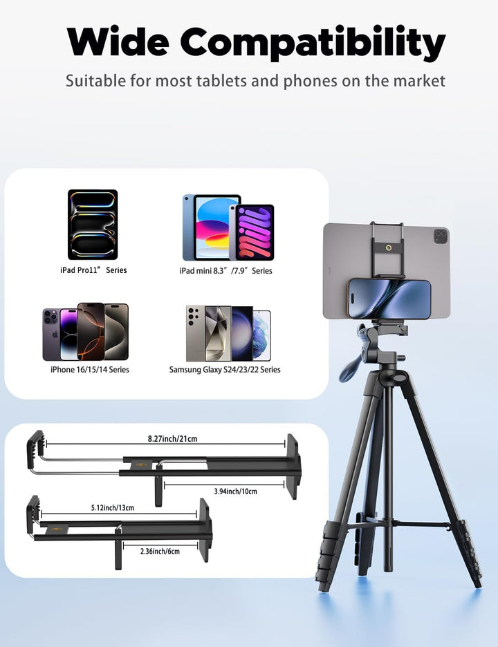 Handy Stativ, Lusweimi 153 cm Stativ für iPad und iPhone mit drahtloser Fernbedienung, Kamera Stativ