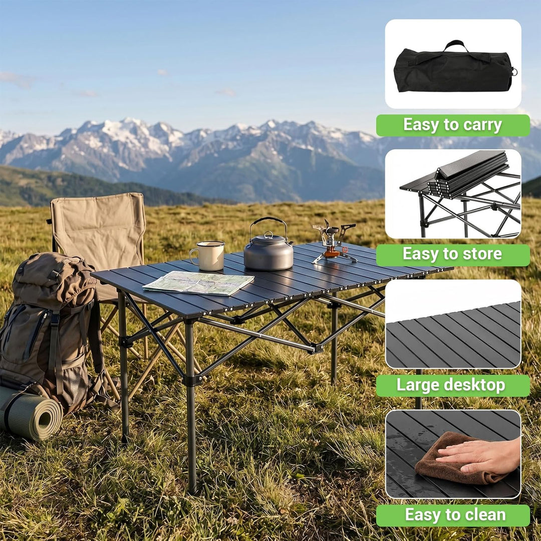 Campingtisch Faltbar Klapptisch, Campingtisch Klappbar, Aufrollbare Tischplatte 96x56x50cm, Falttisc