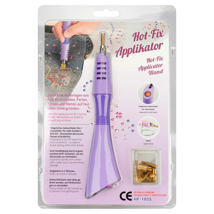 Hot Fix Applikator 7 Aufsätze + Mini-Bügelaufsatz (violett)