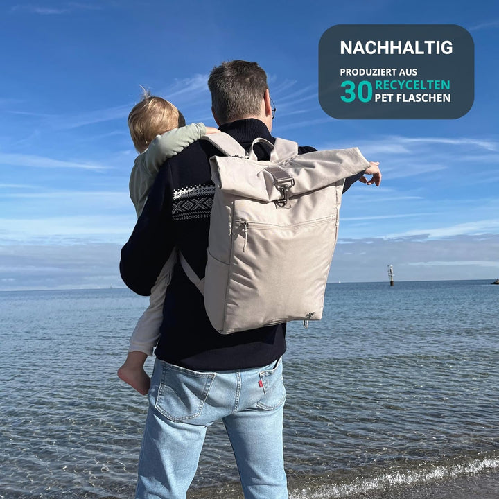 FUCHS & REBELL® Rolltop Rucksack PIET - Durchdacht & Nachhaltig - mit Laptopfach & Anti Diebstahl Ta