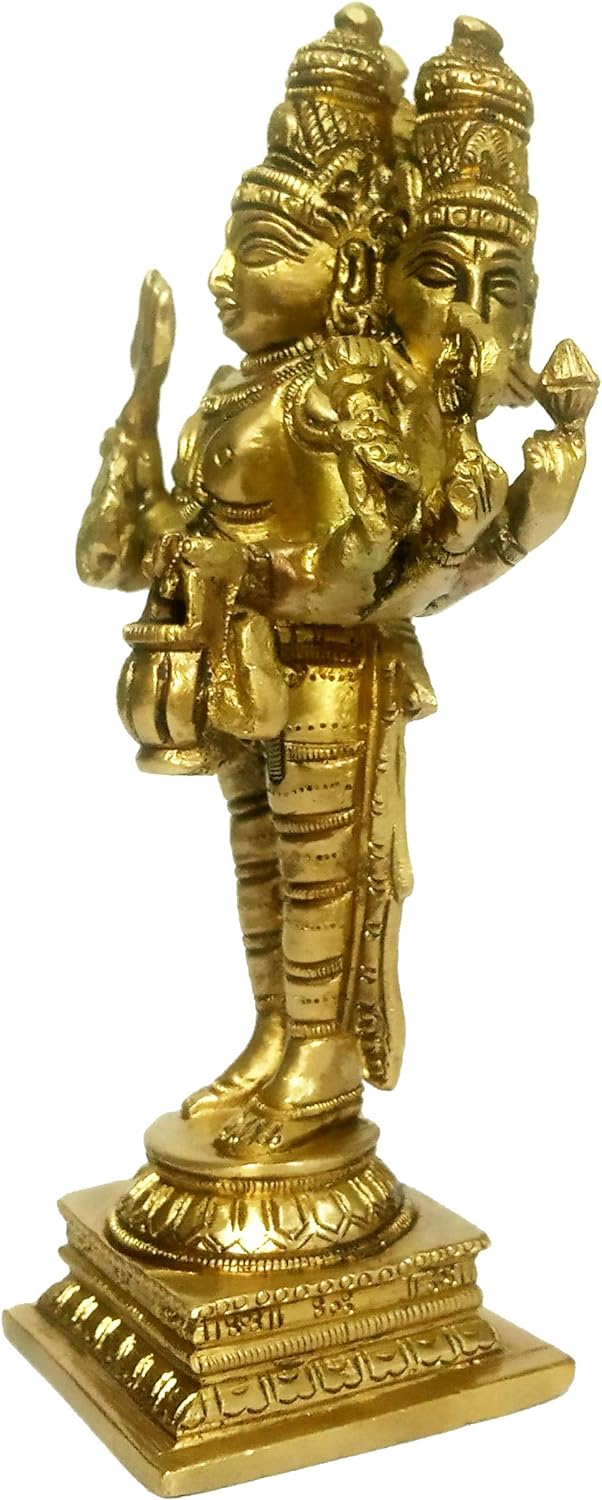 Purpledip Messing Idol Brahma Vishnu Shiva: Seltene Trimurti Statue Die Dreifaltigkeit der Hindu-Göt