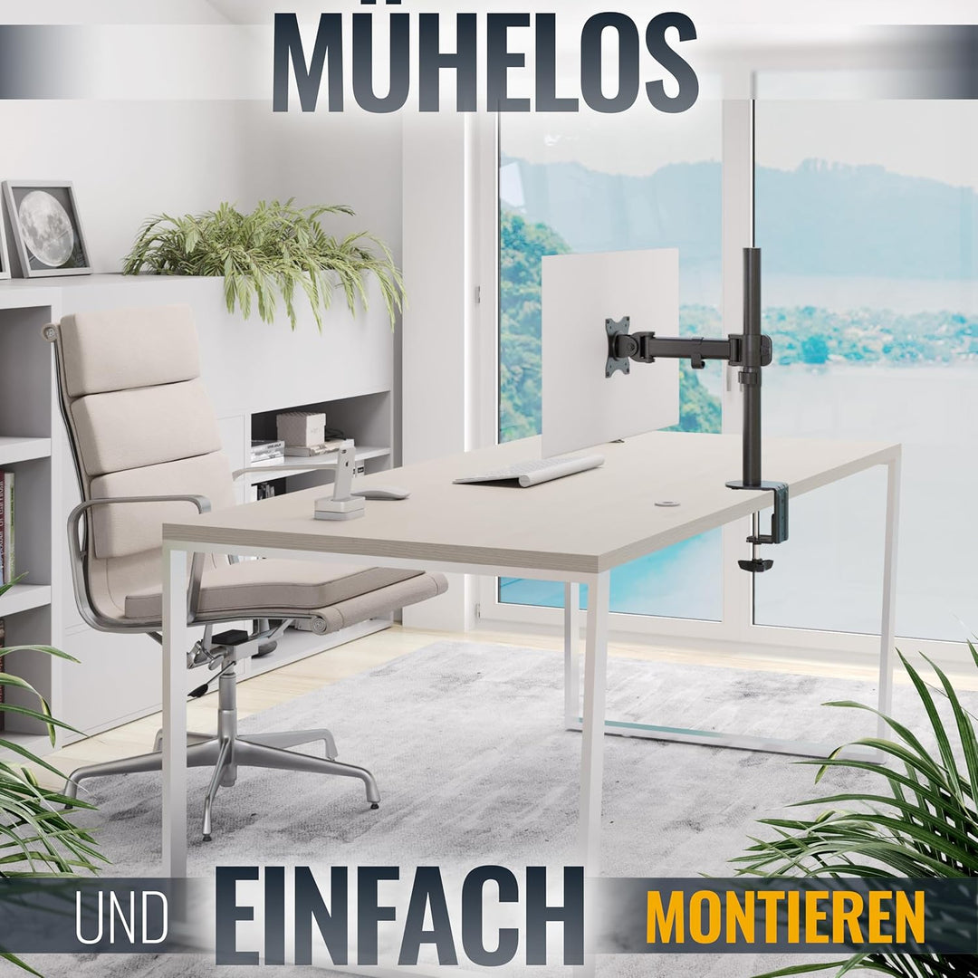 RICOO Monitor Halterung Tisch, VESA Tischhalterung für 12-30 Zoll, Monitorhalterung 1 Monitor Arm TS