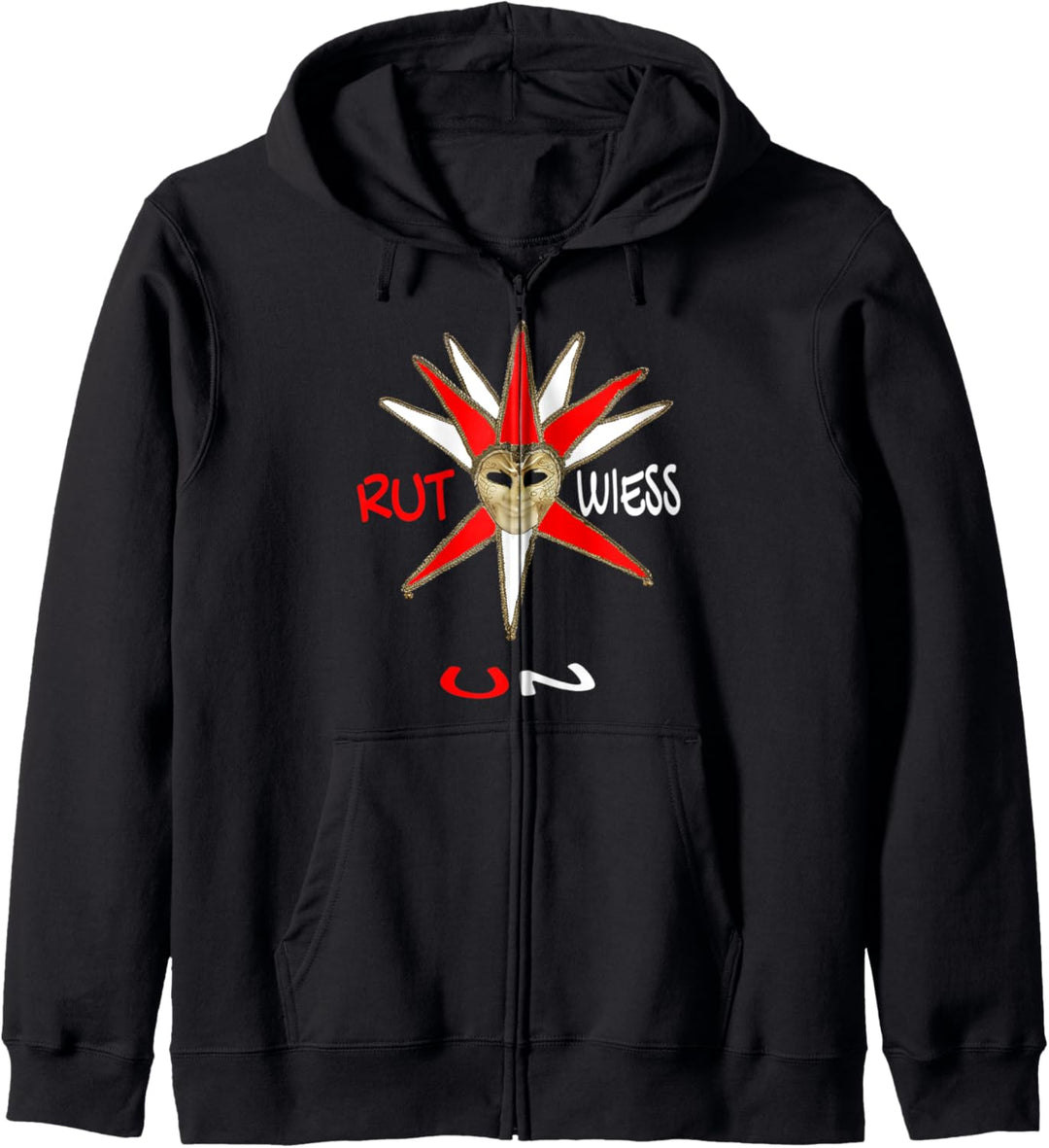 Rut Un Wiess Karneval Köln Fasching Fasnacht Rot Weiss Weiss Kapuzenjacke