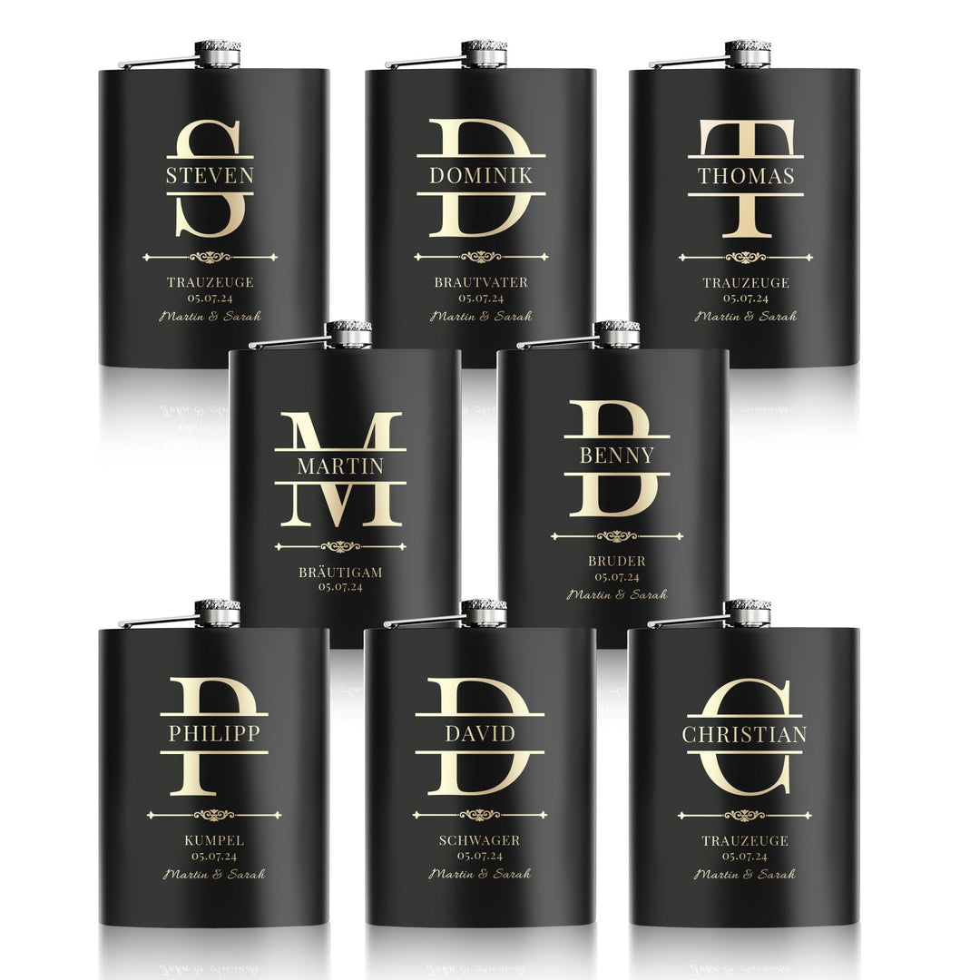 Flachmann Mit Gravur, 8 Stück Flachmänner Personalisiert 227ml/8oz für Trauzeugen Geschenke, Gravier