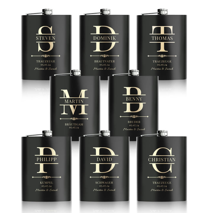 Flachmann Mit Gravur, 8 Stück Flachmänner Personalisiert 227ml/8oz für Trauzeugen Geschenke, Gravier