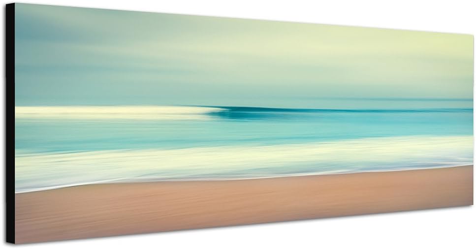 Paul Sinus Art Panoramabild auf Leinwand und Keilrahmen 150x50cm Meer Strand Vintage abstrakt versch