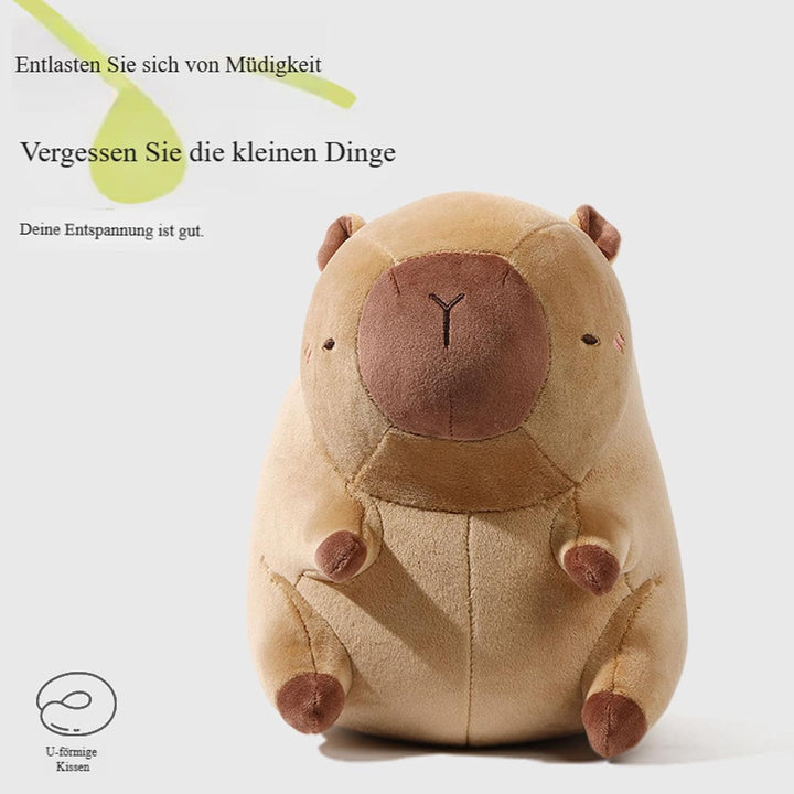 Capybara Nackenkissen, Kinder Reisekissen mit Capybara-Plüschtier, 2-in-1 Verwandlungsfähiges Wasser
