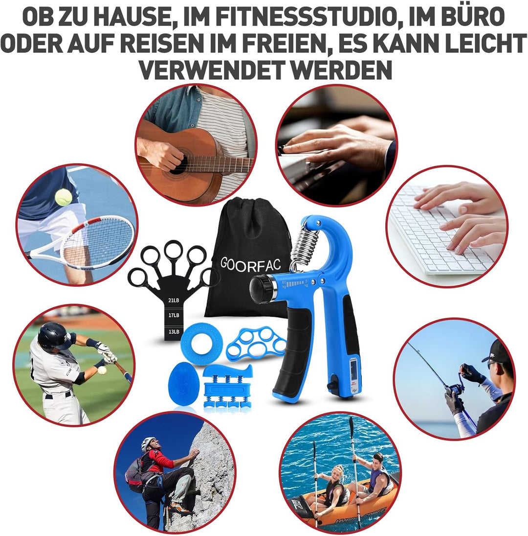 GOORFACHandtrainer Fingertrainer (6-teilig) Griffkraft Trainer Krafttraining Griffstärker Verstellba