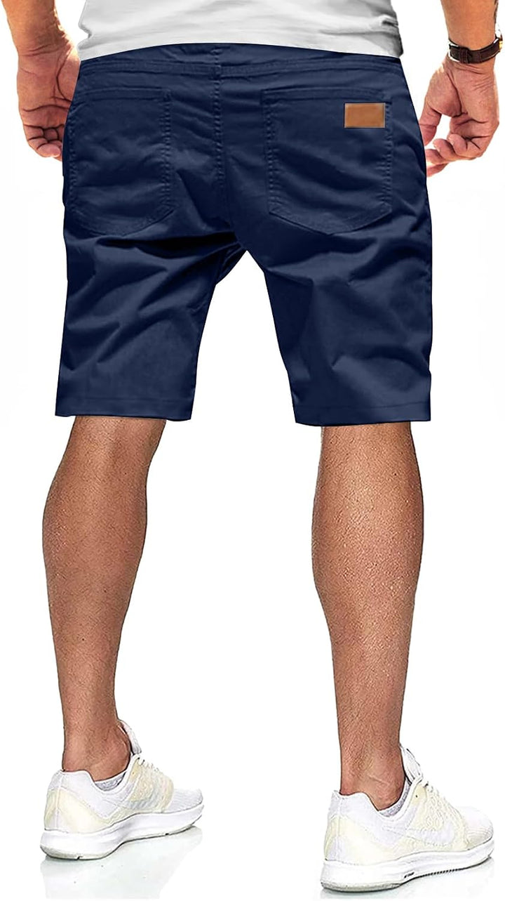 JMIERR Kurze Hosen Herren Shorts Herren Sommer Chino Baumwolle Elastische Taille mit Taschen M Blau,