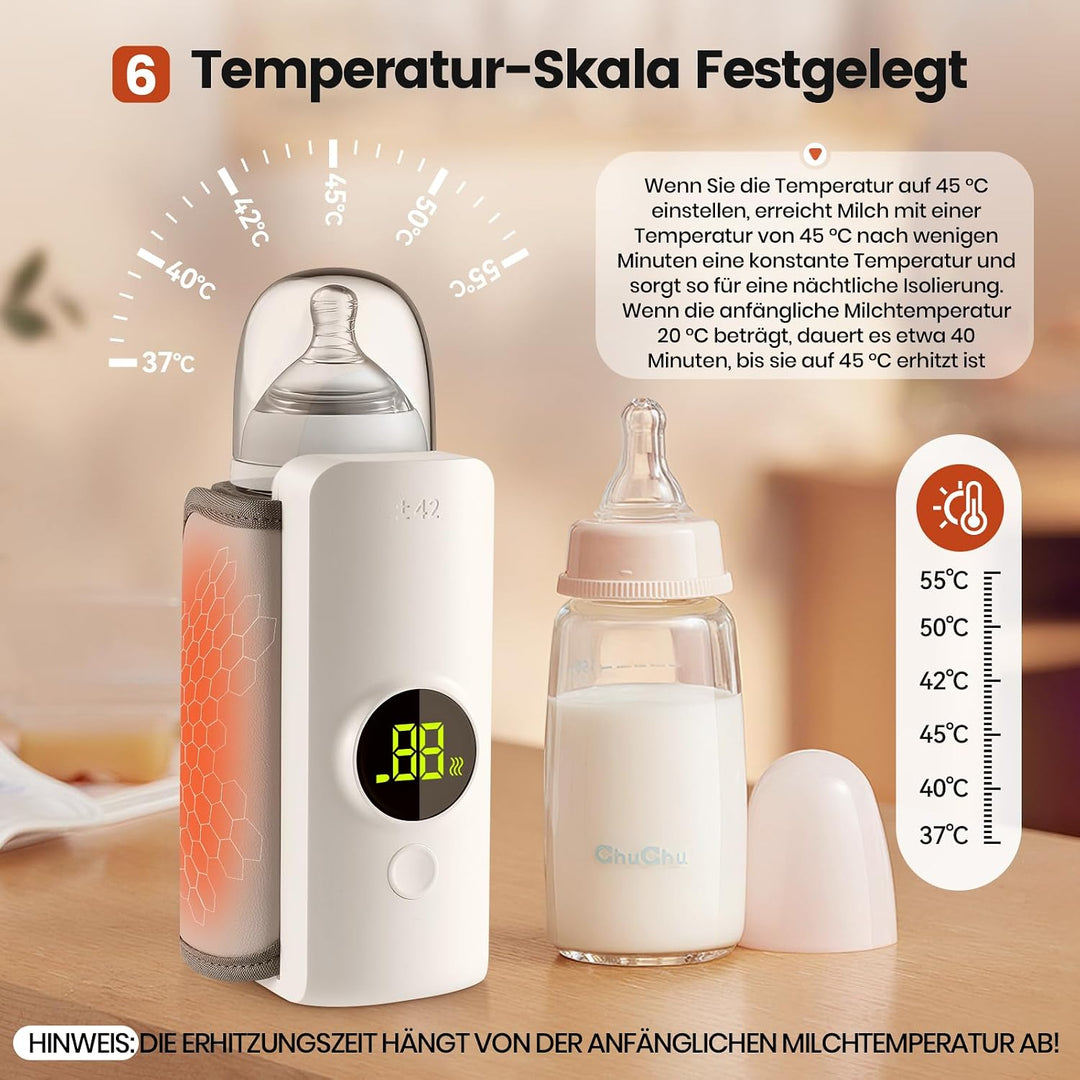 FlaschenwäRmer Baby Unterwegs,Tragbarer FlaschenwäRmer Baby Mit Lcd-Display,Mobiler FlaschenwäRmer B
