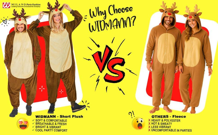 W WIDMANN MILANO Party Fashion - Tier Overall für Erwachsene, weicher Plüsch Jumpsuit mit Kapuze, Ti