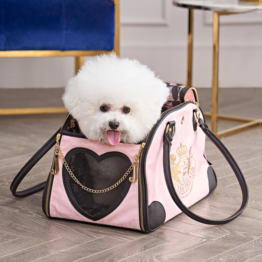 Juicy Couture Give Me Treats Transporttasche für Haustiere, stilvolle rosa Reisetasche für kleine Hu