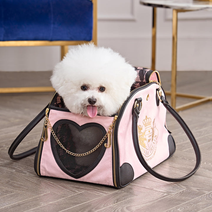Juicy Couture Give Me Treats Transporttasche für Haustiere, stilvolle rosa Reisetasche für kleine Hu