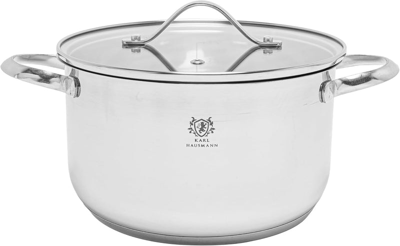 Topfset Induktion 3-teilig, Kochtopf Set mit Glasdeckel, Edelstahl mattiert, Induktions Töpfe Set un