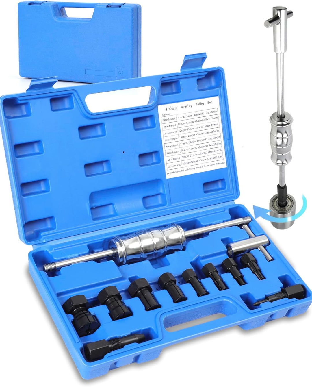 XSTARYE 12pcs Fahrrad Innenlager Abzieher mit Gleithammer Sackloch Innen Lagerabzieher Radlager Abzi