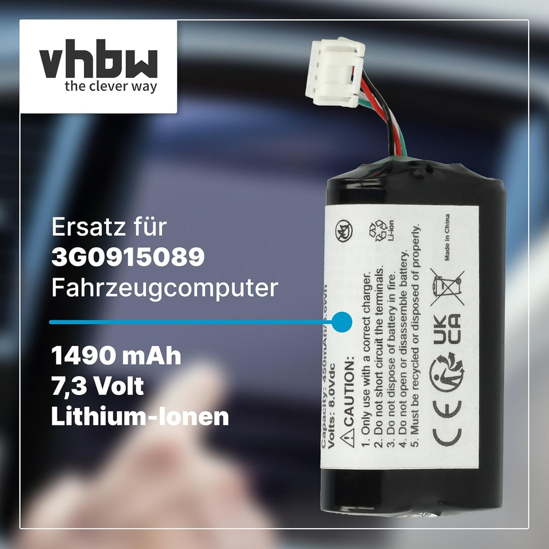 vhbw Akku Ersatz für Audi 3G0915089 für Telematik-Steuergerät (1,49 Ah, 7,3 V, Li-Ion)