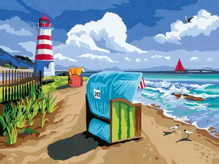 Ravensburger CreArt 23547 - Urlaub an der Ostsee - Malen nach Zahlen Erwachsene, DIY Malset mit Pins