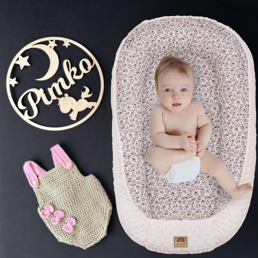 PIMKO Babynest 2 seitig Minky Babynestchen für Baby Kuschelnest Babykokon für Säuglinge und Neugebor